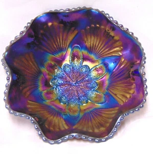 Dugan Electric Purple Petal & Fan Ruffled Sauce Bowl - Picture 1 of 7