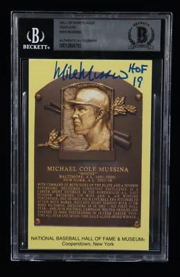 Mike Mussina Signed Hall of Fame Plaque Postcard (BGS) - Image 1 of 2