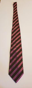 ETRO MILANO Italy Tie Necktie Brown Wool with Magenta & Green Silk Necktie  - Picture 1 of 2