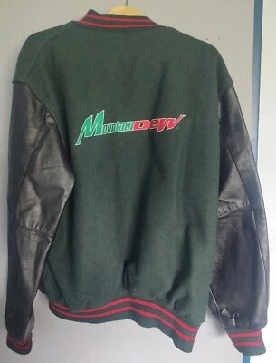 Mountain Dew Mt. Chaqueta Dew Letterman Holloway Manga Cuero Lana Vermont XL Foto 1 de 4