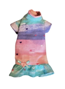 Hearts & Tie Färbung Flanell Nachthemd Pyjama Hund Welpe Haustier Kleidung - XXXS - Bild 1 von 2