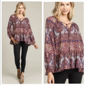 NWT Boho Top ~🇺🇸MADE IN THE USA MSRP $89 - Picture 1 of 6