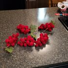 Velvety Red Artificial Grapes Decor 