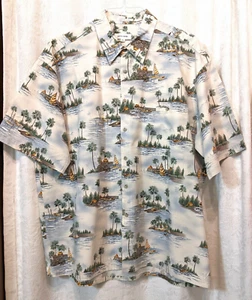 Pierre Cardin Hawaiian Camp Shirt XXL Sailboats Islands Palm Tree Floral Magnam - Picture 1 of 11