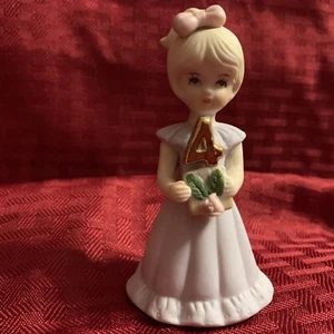Enesco Growing Up Birthday Girl Series, Porcelain Figurine Blonde, Age 4 - Picture 1 of 2