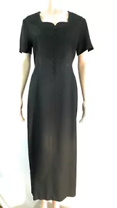 Vintage Sheri Martin New York Womens Dress Sz 6 Black Maxi Modest Goth Librarian - Picture 1 of 12