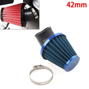42 mm Luftansaugfilter Reiniger Gummibogen Einlass Edelstahlgewebe blau mo - Bild 1 von 11
