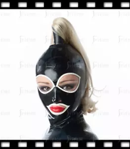 Latex Mask Hoods Big Eyes Open with Sexy Ponytail Wigs Customize 0.4mm A76 - Picture 1 of 5