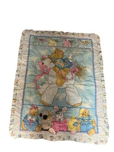 Vintage Jelly Bean Junction Chambray Bear Baby Quilt - Vintage Patchwork Backing - Picture 1 of 4