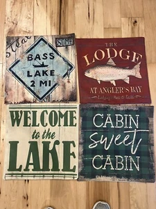 Fundas de almohada Welcome to Lake 18x18" 4pk, diseño colorido vivo / cotizaciones, - Imagen 1 de 5