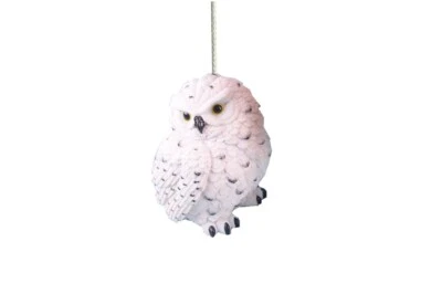 LOWGY White Ruffled Feather Owl Light Pull Handle with Cord & Connector