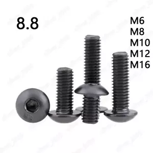 Viti testa bottone esagonale acciaio nero 8,8 bulloni a brugola M6 M8 M10 M12 M16 - Foto 1 di 5