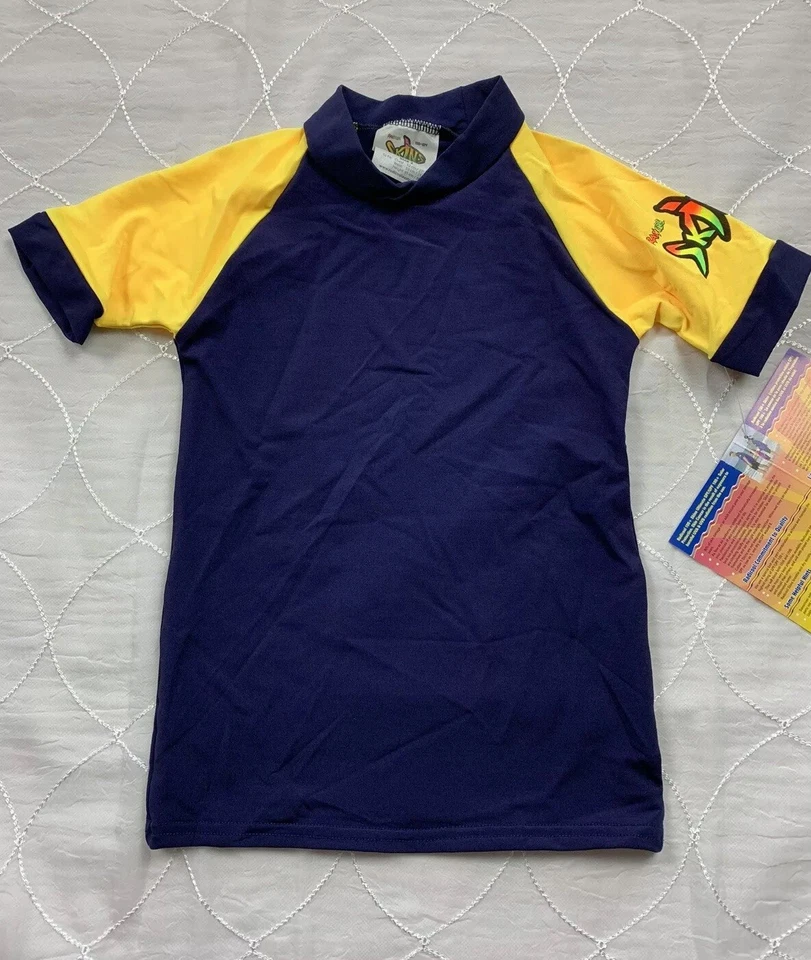 radicool skins kids 100+ SPF swimwear rashguard australian made blue yellow 2T - Image 1 of 2