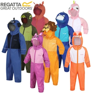 REGATTA PUDDLE WATERPROOF ALL IN ONE CHARCO RAIN SUIT KIDS CHILDS BOYS GIRLS - Picture 1 of 25