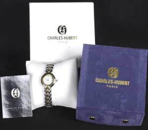 CHARLES-HUBERT Paris Quartz Two-Tone Band Roman Numerals LADIES WRIST WATCH New - Picture 1 of 7