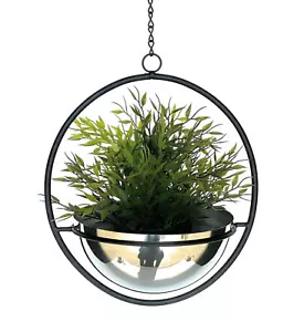 Blumenampel Innen Metall Wand Hängepflanzen 53 cm 96087 M mit Topf Silber Modern - Bild 1 von 6