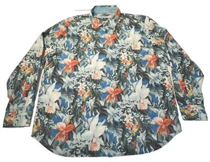 Tommy Bahama Linen Blend Mens XL 52 Chest Floral Shirt Hawaiian Long Sleeve - Picture 1 of 22