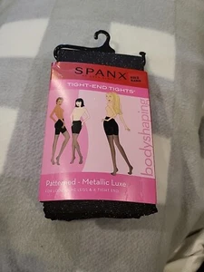 Spanx by Sara Blakely Body Shaping  Tights Black & Silver Patterned Size E  New - Picture 1 of 8