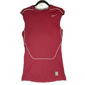 Nike Pro Combat Dri-Fit Men’s Shirt Size L Maroon Sleeveless Fitted Gym Tee - Picture 1 of 5