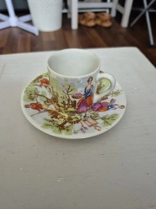 Antique Victorian Porcelain and Ceramic Tea/Espresso Cup and Saucer Hand Painted - Picture 1 of 4