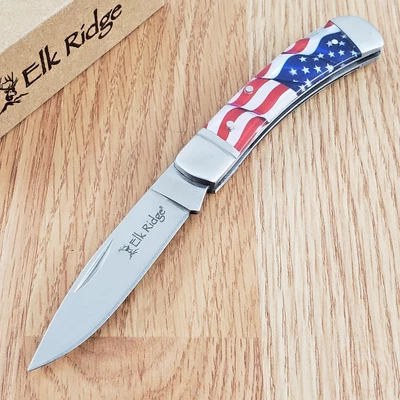 Cuchillo Plegable Elk Ridge Lockback 2.75" Espejo 3Cr13 Hoja de Acero Mango Arílico Foto 1 de 4
