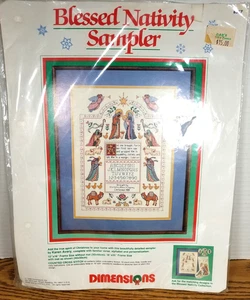 Dimensions 1988 Blessed Nativity Christmas Sampler Counted Cross Stitch Kit 8357 - Picture 1 of 18