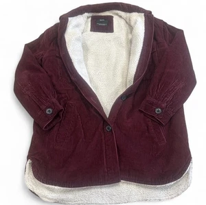 Bershka Women’s Shacket S Oversized 100%Cotton Corduroy Snap Front Burgundy Fall - Picture 1 of 11