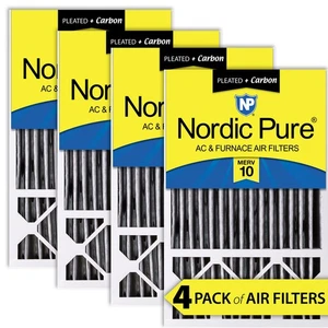 16x25x5 (4 3/8) Honeywell Replacement Air Filters MERV 10 Plus Carbon 4 Pack - Picture 1 of 7