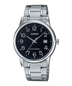 Casio MTP-V002D-1B3 Standard Analog Stainless Steel Date Roman Black New No Box - Picture 1 of 1