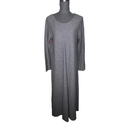 Vestido Suéter Para Mujer Eileen Fisher 100% Lana Gris Manga Larga Maxi Cómodo PL Foto 1 de 4