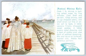 1950-60s FESTIVAL SHRIMP ROLLS RECIPE BLESSING of the FLEET FT MYERS FL POSTCARD - Picture 1 of 2