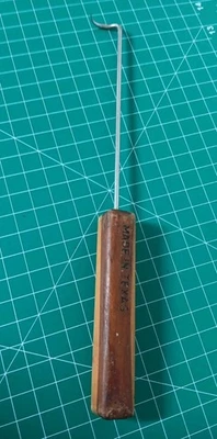 Texas Made BBQ Pit Hook Wood Handle Brisket Puller 10in Steel Meat Turner Tool - Image 1 of 4