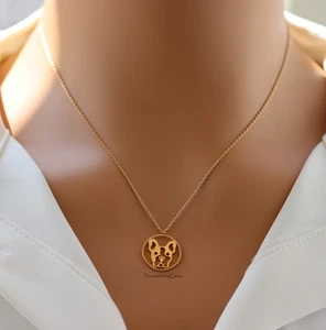 18K Gold Plated Dainty Frenchie Face Pendant Necklace - Picture 1 of 7