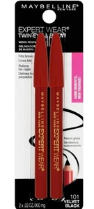 MAYBELLINE EXPERT WEAR TWIN BROW & EYE PENCILS 101 VELVET BLACK NEW 0.03 OZ EA - Picture 1 of 1