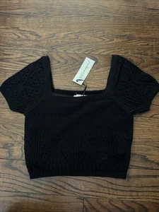 Freshman 1996 negro tejido forrado crop top XS - Imagen 1 de 8