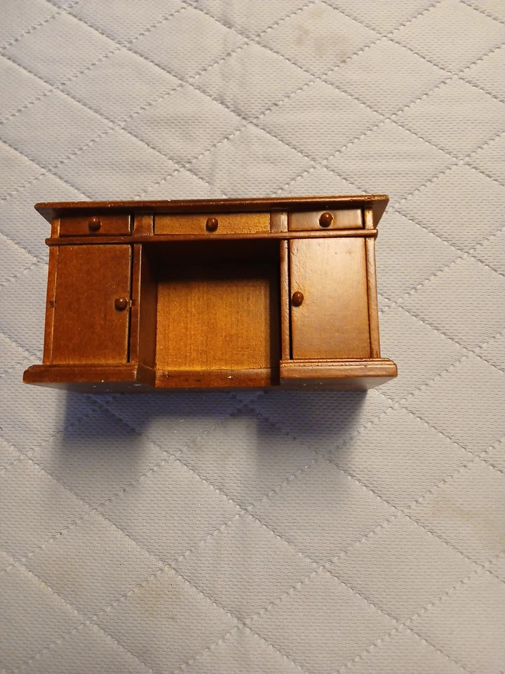 Dollhouse Miniature Office Executive Desk  Walnut 1:12  - Image 1 of 1