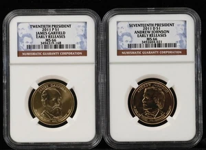 2011 D, P  $1 Andrew Johnson  & James Garfield Early Releases MS66 NGC - Picture 1 of 14