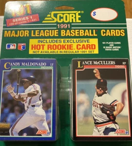 Blister Score Baseball Serie 1 1991 101 carte include Hot Rookie Card - Foto 1 di 3
