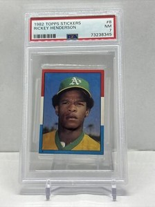 1982 TOPPS STICKERS RICKEY HENDERSON Red White Blue RARE !!! PSA 7