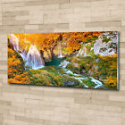 Wandbild aus Plexiglas Druck auf Acryl 125x50 Landschaften Wasserfall Herbst