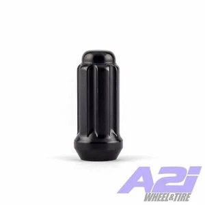 Single 1 14mm x 1.5 Spline Black Lug Nut Chevy GMC Truck 2" Tall Truck W1014STB - Picture 1 of 6