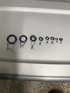 Rod Building Wrapping Fuji SPHG spinning single foot guide set 8pc. Blue ring. - Picture 1 of 2