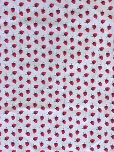 Strawberry Cotton Quilting Fabric Light Pink Background Scattered Strawberries - Picture 1 of 3