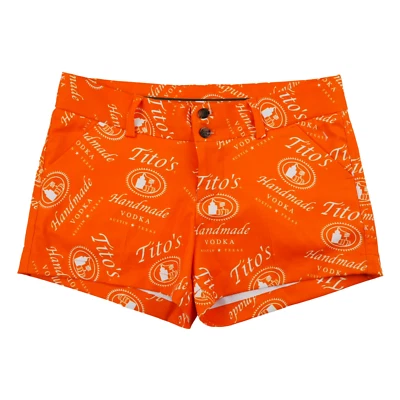 Tito's Vodka Mini Shorts Women 2 Loudmouth Golf Orange Official Woodworth New - Image 1 of 4