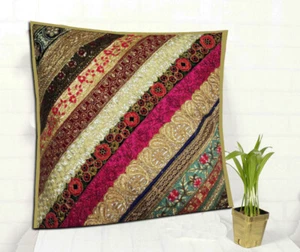 24" KHAKI DAZZLING SEQUIN KUNDAN BRANDED GIFT CUSHION FLOOR BED PILLOW COVER - Picture 1 of 8