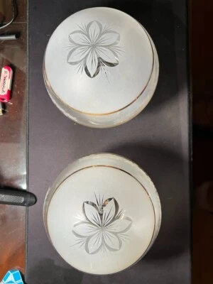 1980's Two-Toned Brushed and Clear Floral Circular with Gold Trim Hall Ceiling L - Image 1 of 4