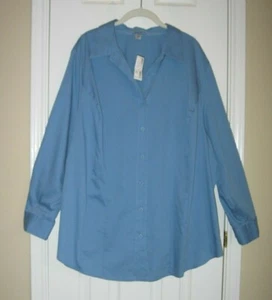 Neu mit Etikett ~ Avenue Button-Down-Top in Blau ~ Größe 26/28 oder 4X - Bild 1 von 5