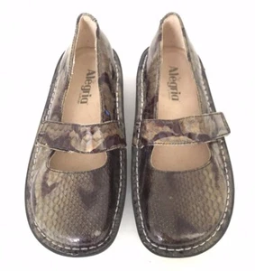 Sandalias de cuña Alegria Paloma con estampado animal para mujer talla 35 EE. UU. 5 cuero marrón - Imagen 1 de 9