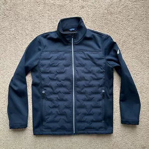 Nautica Jacket Mens Small Full Zip Fleece Navy Blue Mock Neck Long Sleeve Pocket - Picture 1 of 12