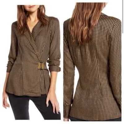 Blazer Something Azul Marino Estilo Envolvente a Cuadros XS Academia Preppy Colegial Dinero Antiguo Foto 1 de 4